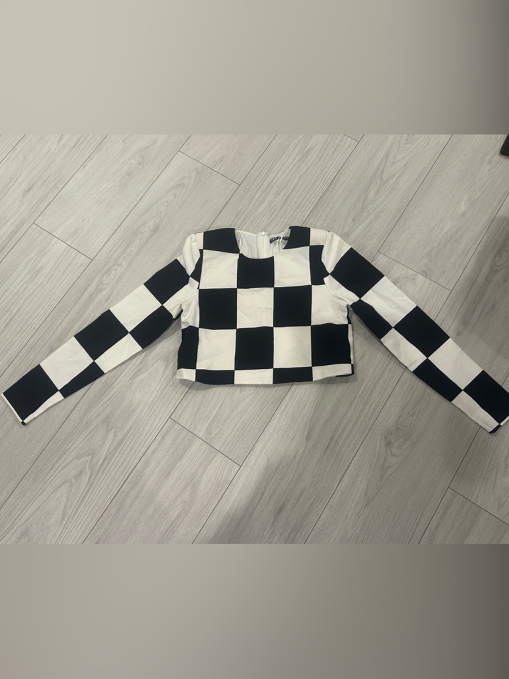 Zara Black and White Checkerboard Crop Top